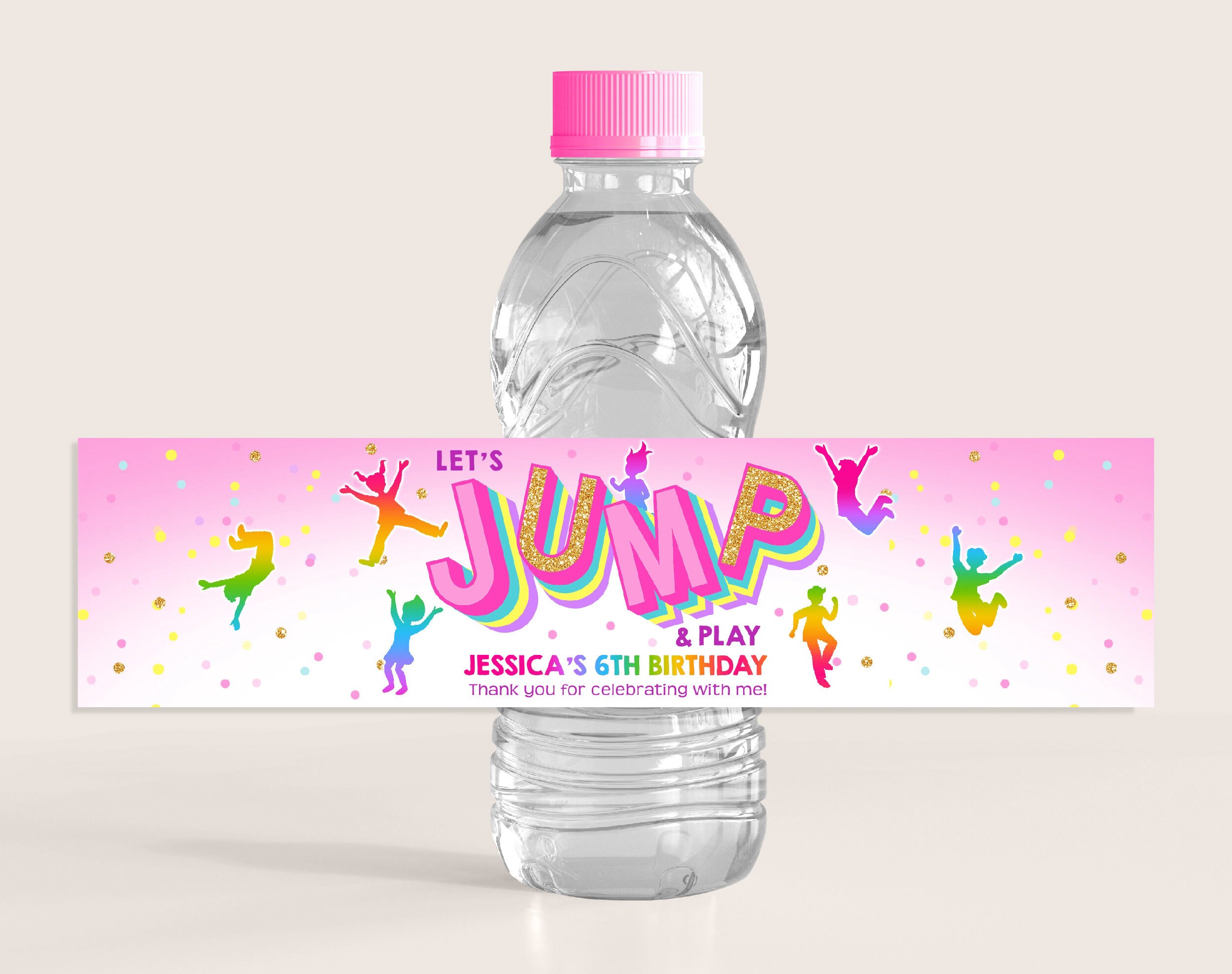 Bounce Sticker Jump Water Bottle Labels Jumping Drink Bounce House Birthday Party ...