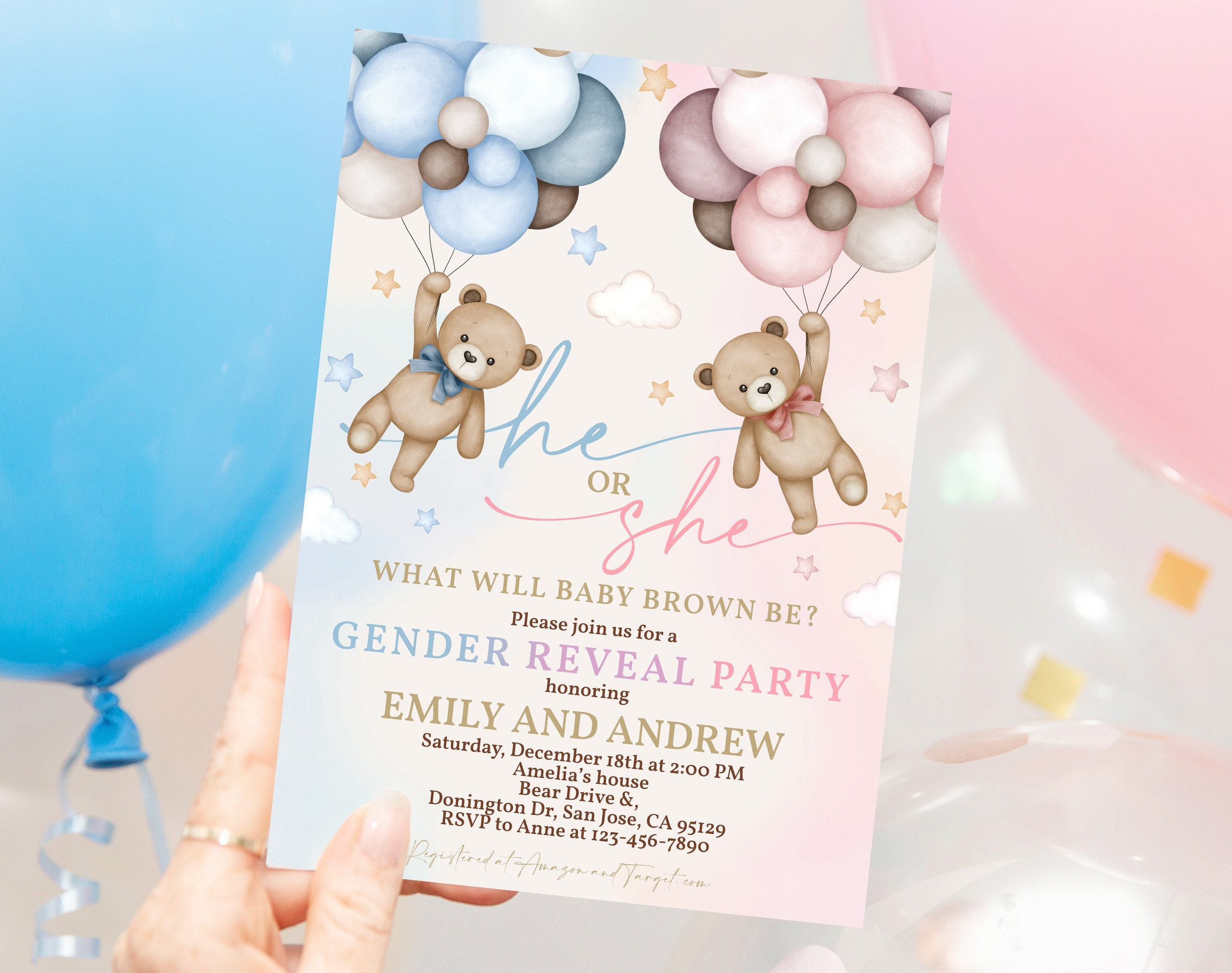 Teddy Bear Gender Reveal Invitation Gender Neutral Invites - Etsy