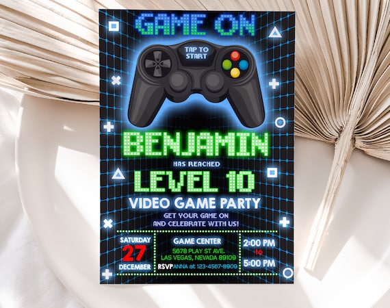 Gaming Birthday Party Invitation Background