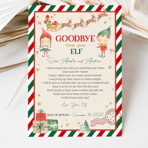 Goodbye Elf Letter From Elf Christmas Elf Letter To Kids Elf Departure Farewell From The Elves Christmas Printables EDITABLE Elf Note HL31