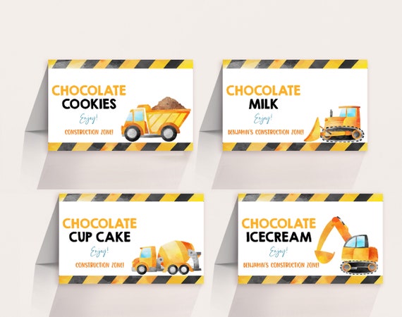 Construction Party Food Labels Printable Construction Food - Etsy