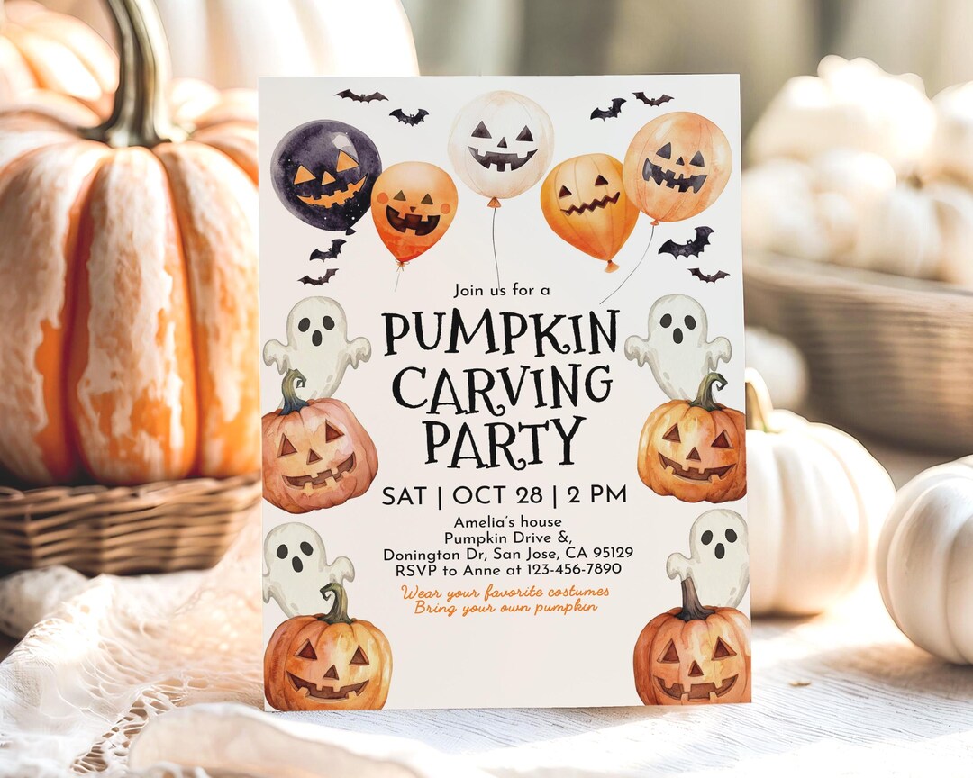 Halloween Pumpkin Carving Party Invitation: Jack O' Lanterns Invite ...