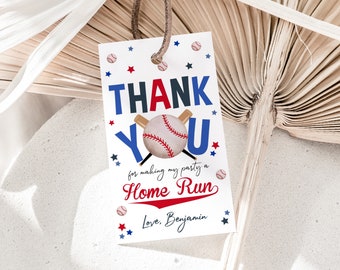 Etiquetas de recuerdo para baby shower de béisbol, etiquetas de agradecimiento de cumpleaños de softbol, decoración para fiesta deportiva de niño, regalo para el novato del año All Star, imprimible BS45 BT68