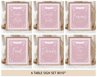 Cielito Lindo Table Signs Set Mexican Baby Shower Poster Bundle Pink Talavera Baptism Party Decor Papel Picado Barro Printable AS42P BP01P