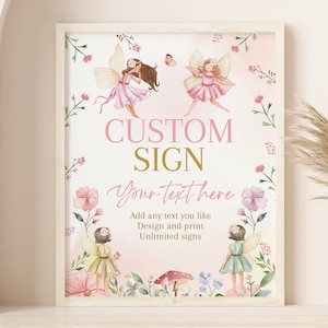 Fee baby shower aangepast bord meisje verjaardag decor grillig betoverd bos magische bloementuin Tea Party tafel bord BEWERKBAAR BS42P BT31P