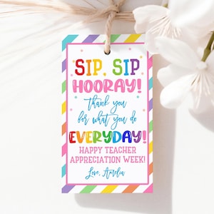 Nip Sip Hoera Leraar Waardering Week Cadeaukaartje School Klas Klas Personeel Eindejaar Bedankkaartjes Koffie Wijnrietje Afdrukbare TE02P