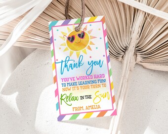 You've Worked Hard to Make Learning Fun Gift Tags Teacher Appreciation Thank You Tags End of School Year Summer Beach Label Printable HL27