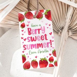 Etiqueta "Ten un dulce verano con bayas", etiquetas de recuerdo de fin de año escolar, etiquetas de regalo para el último día de clases, etiquetas de regalo para el aula de estudiantes, etiquetas imprimibles para maestros de preescolar HL27