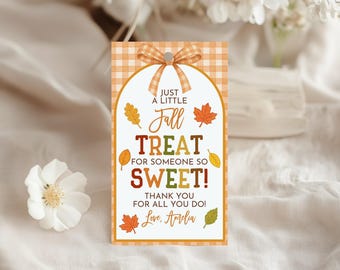 Autumn Gift Tags, Just a Little Fall Treat for Someone so Sweet Tag, Thanksgiving Favor Tag, Teacher Appreciation, School Printable HL47O