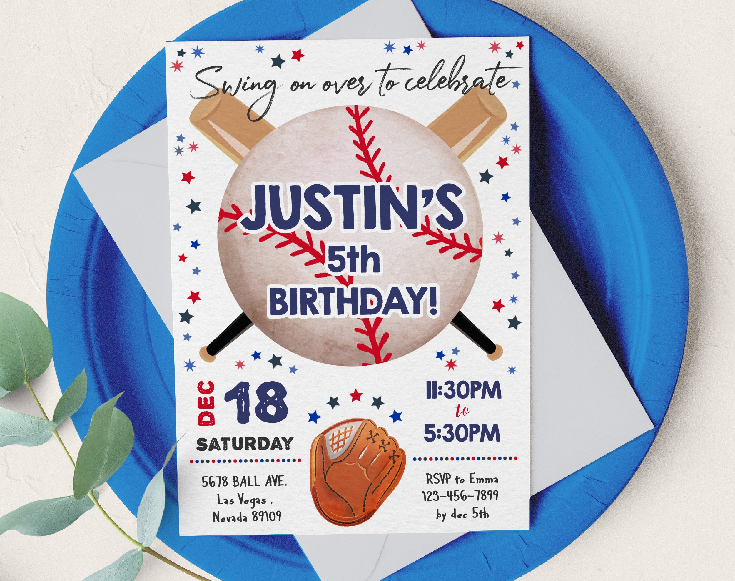 Baseball Invitation Birthday Party Invite Swing on Over End of Etsy
