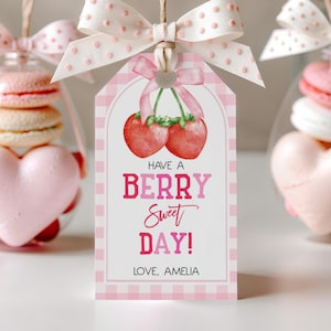 Have a Berry Sweet Day Aardbei-bedankkaartje Cadeaukaartjes einde schooljaar Laatste schooldag Zomer Leraar bedankt Afdrukbare HL68P