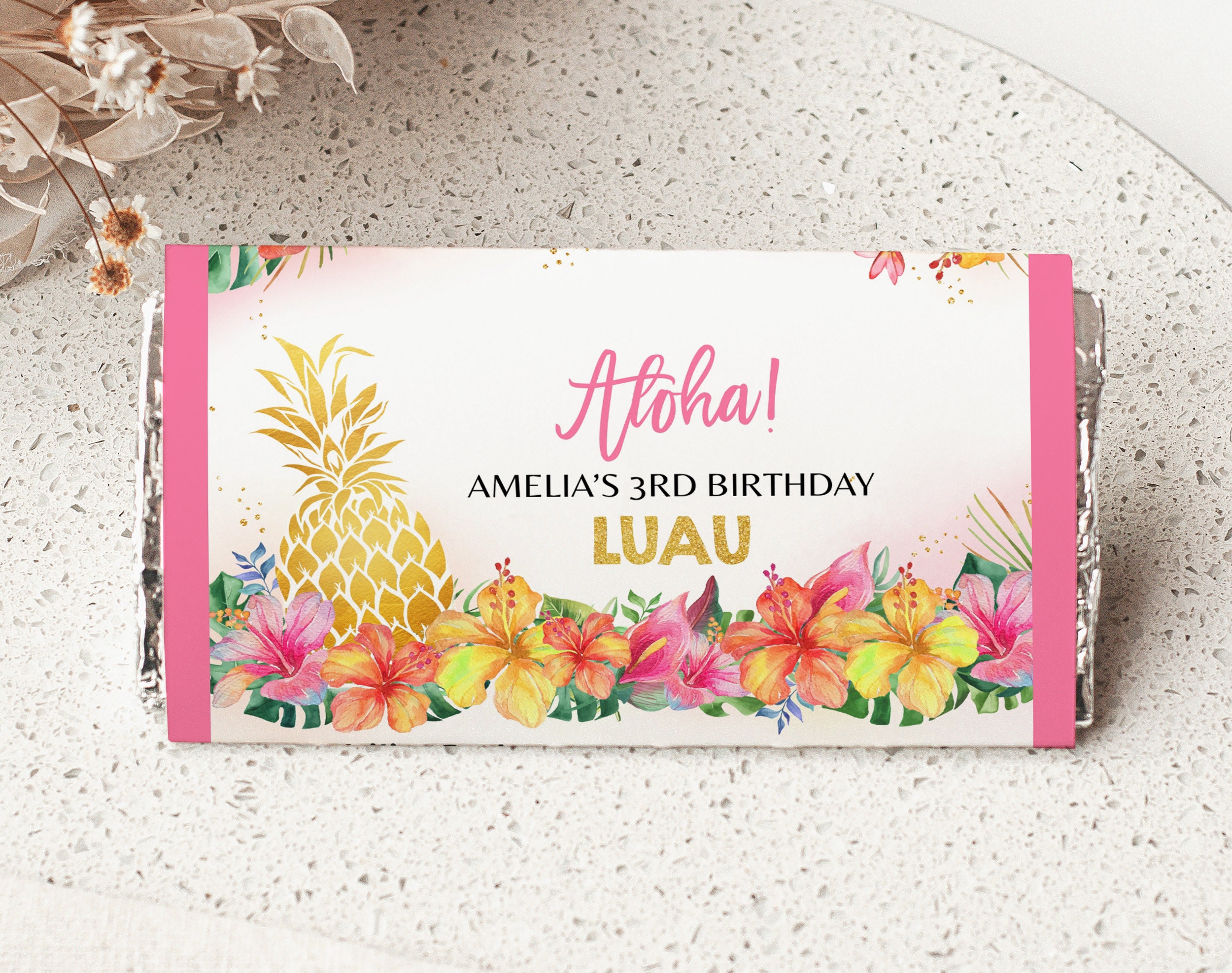 Wrapper Girl Luau Chocolate Wrapper Girl 1st Birthday Decor Hawaiian Tropical Summer ...