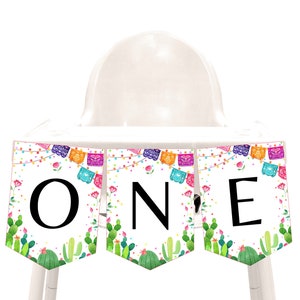 Eerste Fiesta-kinderstoel banner jongen meisje 1e verjaardag partij decor Mexicaanse cactus sappige vlaggenlijn vlag Cinco de Mayo slinger afdrukbare BT54