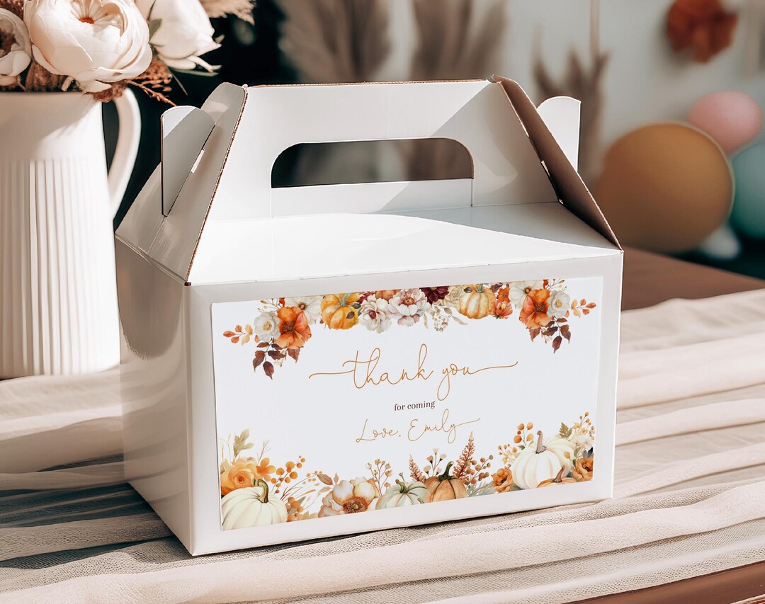 Falling in Love Bridal Shower Gable Box Label Fall Baby Shower Gift Box ...
