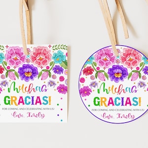 Fiesta Birthday Favor Tags Little Senorita Baby Shower Gift Tags Mexican Flowers Desert Floral Cactus Cinco De Mayo Printable BS15W BT57W
