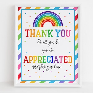 Danke für alles, was Sie tun, um zu melden, dass Sie geschätzt werden, Poster Lehrer-Anerkennung Personal Danke Schule PTO PTA Regenbogen-Bleistift EDITIERBAR HL43