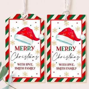 Christmas Tags Santa Favor Tags Printable Christmas Labels Holiday Gift Tags Gift For Teacher Class Party Santa Bag Thank You Tags HOL035