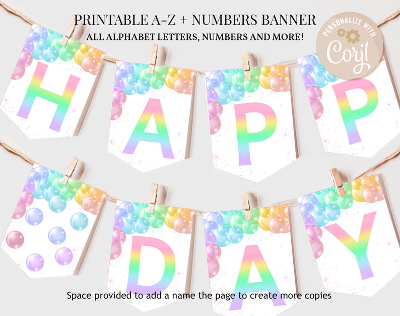 Pastel Rainbow Birthday Banner Colorful Balloon Arch Birthday Party ...