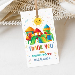 Playground Favor Tags Park Party Thank You Tags Boy Girl Kids Outdoor Birthday Gift Tag Swing Slide Label EDITABLE Sticker Template BT27
