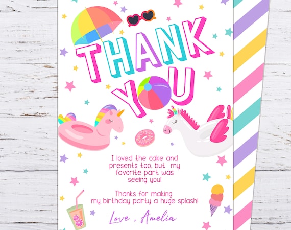 Pool Party Carte De Remerciement Anniversaire Invitation Note Etsy France