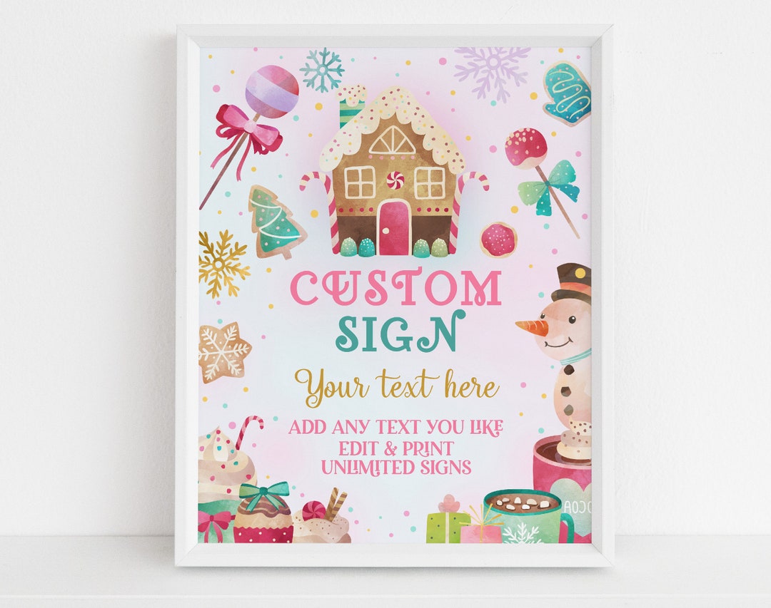 Gingerbread House Decorating Party Custom Sign Kids Christmas Party ...