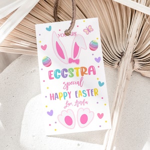 Jesteś Eggstra Specjalne etykiety na prezenty wielkanocne Wydrukuj etykietę na koszyczek z jajkami wielkanocnymi Dzieci Szkoła Klasa Nauczyciel Etykieta na upominek Etykieta na ciasteczka z króliczkiem Smakołyk HL41