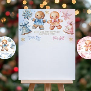 What's Baking Gender Reveal Voting Sign Winter Baby Shower Games Christmas Party Decor Whats Cookie Gingerbread Neutral Printable AS07M