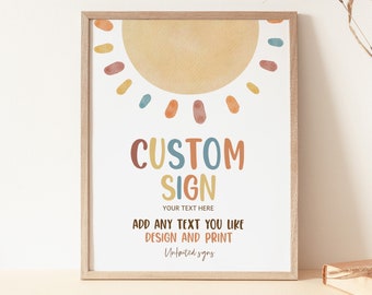 Sunshine Birthday Custom Sign Boho Sun Baby Shower Table Sign 1st Trip Around The Sun A Little Ray of Sunshine Poster EDITABLE BS25 BT86