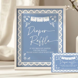 Cielito Lindo Baby Shower Diaper Raffle Sign Ticket, Blue Mexican ...