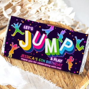 EDITABLE Jump Candy Bar Wrapper Jumping Chocolate Wrapper Trampoline Tumbling Bounce House Birthday Kids Party Printable Template BTD034
