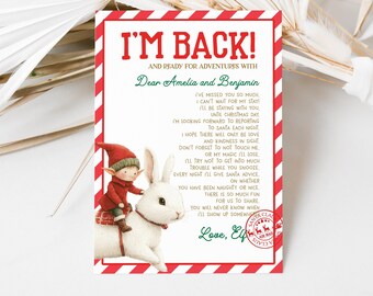 I'm Back Elf Letter, Elf Arrival Letter, Hello Elf Letter, Kids Christmas Elf Letter, Elf Note Return Mail, Welcome Printable EDITABLE HL31R