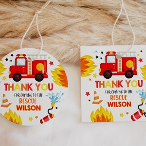 Étiquettes-cadeau de camion de pompier 1er anniversaire de garçon des cadeaux de fête pompier pompier
