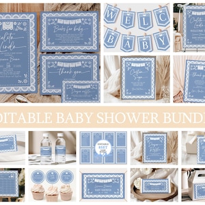 Cielito Lindo Baby Shower Invitación Paquete Niño Azul Mexicano Talavera Baby Shower Invitar Set Papel Picado Barro Party Decor EDITABLE AS42B