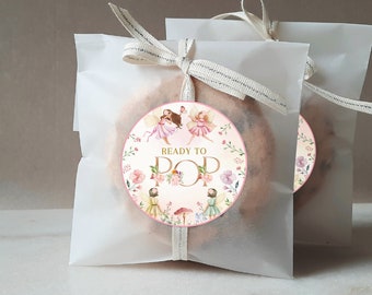 Fairy Ready To POP Labels Girl Baby Shower Favor Tags Enchanted Forest Popcorn Stickers Magical Pink Floral Garden Tea Party Printable BS42P