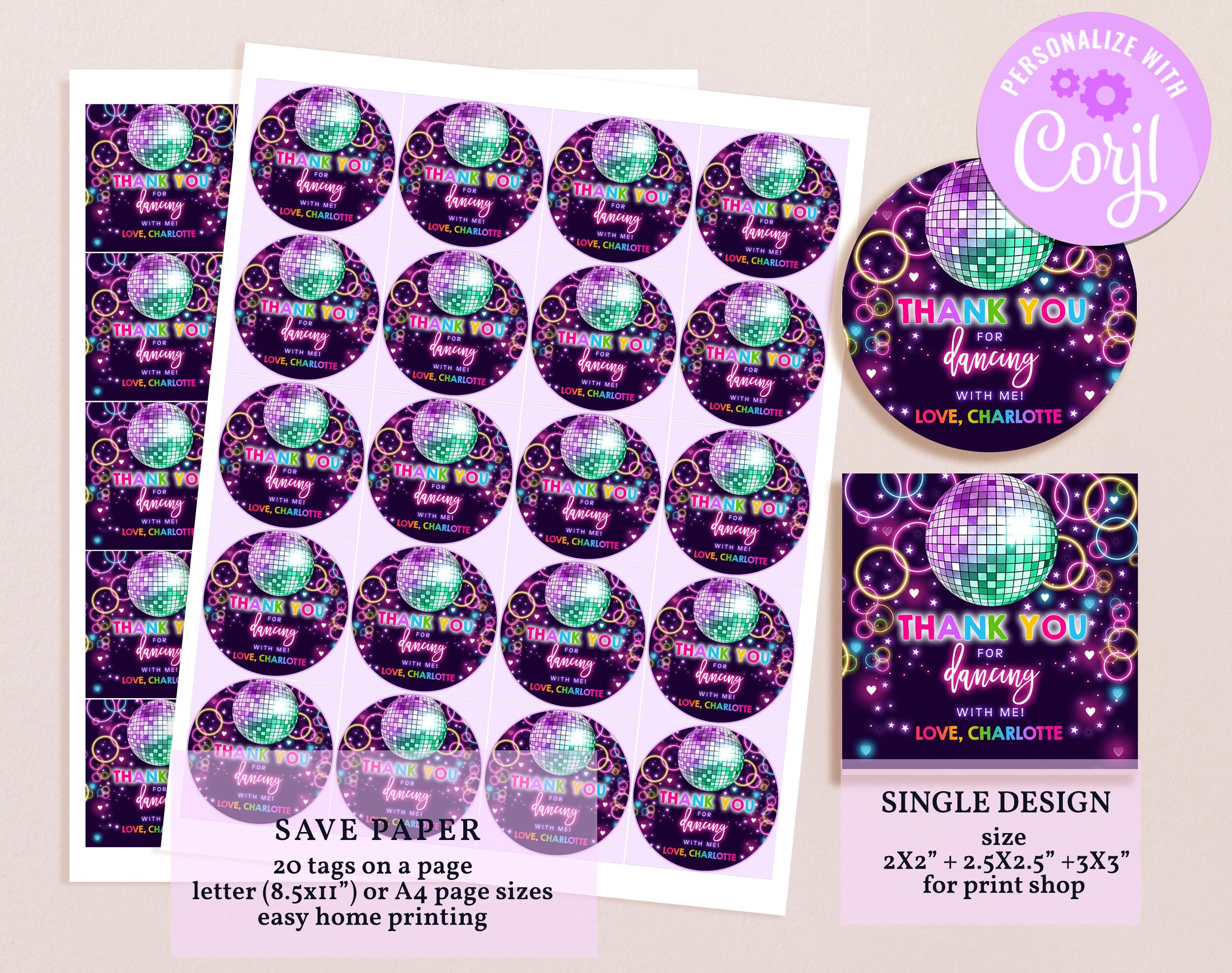 Retro Disco Geburtstagseinladungen – 20 Stück Mit Umschlägen, Batik-Design