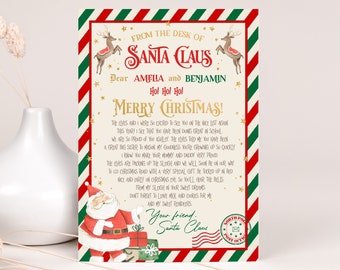Lettera da Babbo Natale, Lettera di Babbo Natale modificabile per bambini, Lettera di Natale stampabile dal Polo Nord, Modello di carta intestata ufficiale di Babbo Natale HL31R