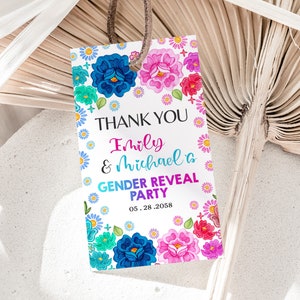 Fiesta Gender Reveal-bedankkaartjes Senor of Senorita bedankkaartjes Mexicaanse bloemen cadeaukaartjes Dessert bloemen Cinco de Mayo afdrukbare BS15MW