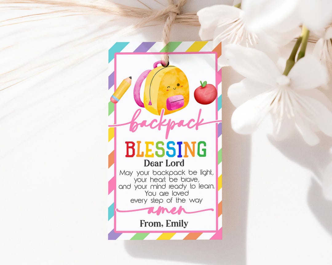 Backpack Blessing Tags First Day of School Prayer Bag Tag Back to ...