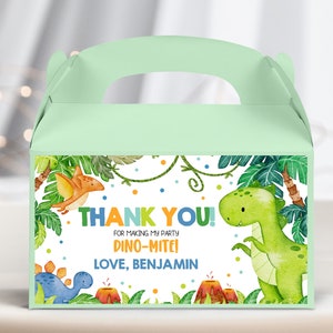 Dinosaurier Babyparty Giebel Box Etikett Kindergeburtstag Gastgeschenke süße Dino Leckerli Box Dschungeltiere Printable BS38B BT16B