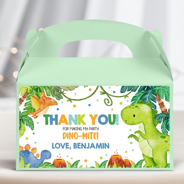 Dinosaur Baby Shower Gable Box Label It's a Boy 1st Birthday Party Favors Cute Dino Gift Treats Box Jungle Animals Printable BS38B BT16B