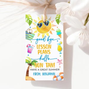 Auf Wiedersehen Unterrichtspläne, Hallo Sonne Tan Geschenkanhänger Ende des Schuljahres Gunst Tags Lehrer Wertschätzung Sommer Strandparty Tag Printable SU03B