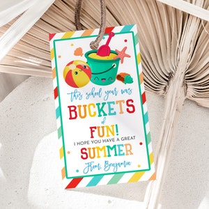 Buckets Of Fun Geschenkanhänger Ende des Schuljahres Gunst Tags Letzter Tag der Schule Lehrer Wertschätzung Danke haben einen tollen Sommer HL27 zum Ausdrucken