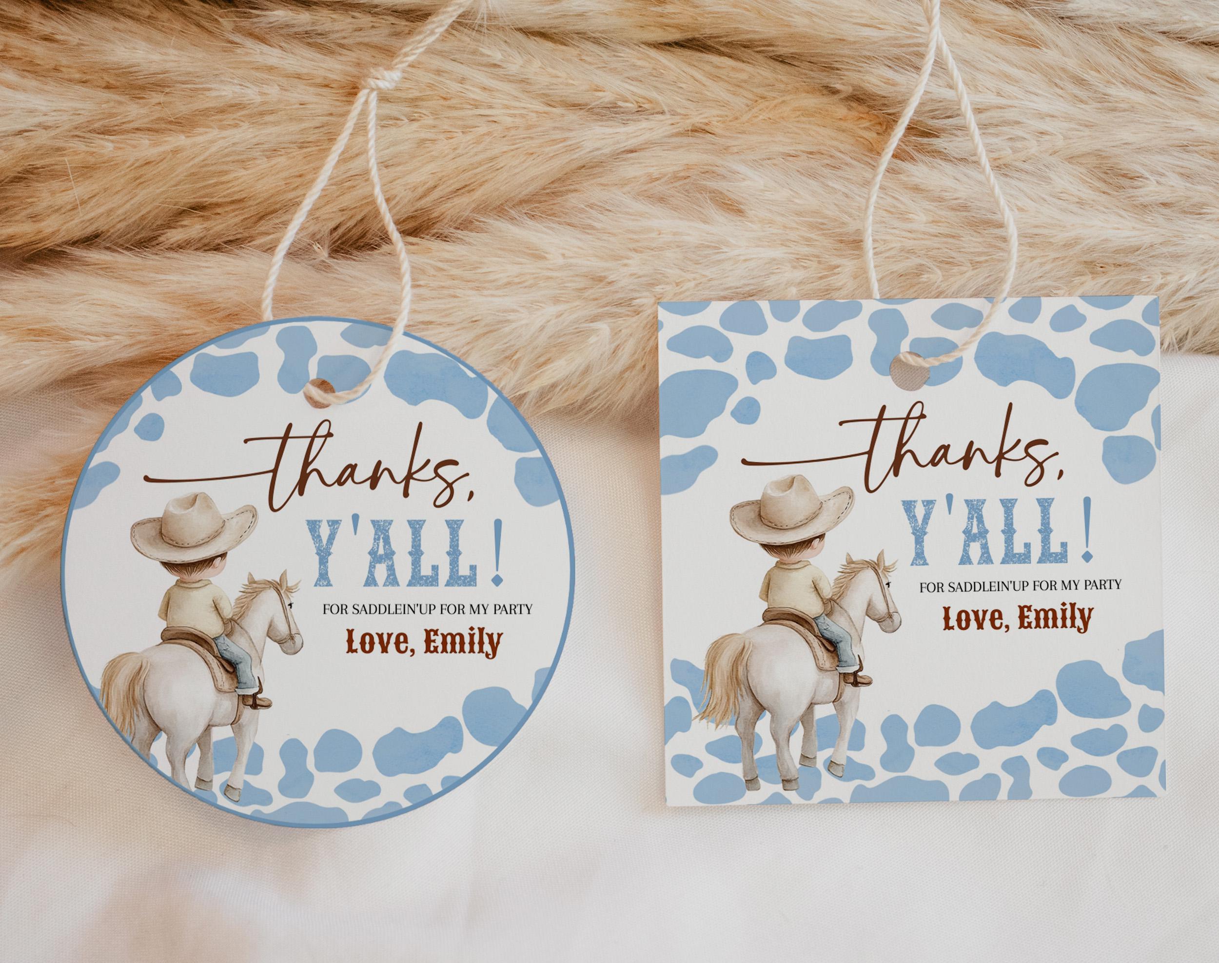 Cowboy Baby Shower Gift Tags First Rodeo Birthday Favor Tags Western ...