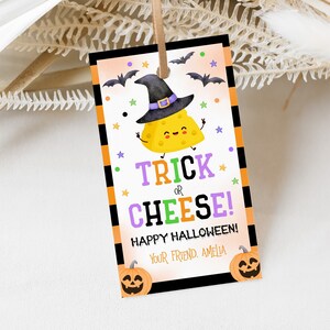 Tags Halloween-tags Trick or Cheese-tags Happy Halloween-bedankkaartjes Cadeaukaartjes Halloween-feestje voor kinderen Kinderen Afdrukbaar traktatiezakje Etiket HL36