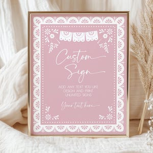 Cielito Lindo Custom Sign Mexican Baby Shower Table Sign Pink Talavera Baptism Party Decor Hermosa Carino Papel Picado EDITABLE AS42P BP01P