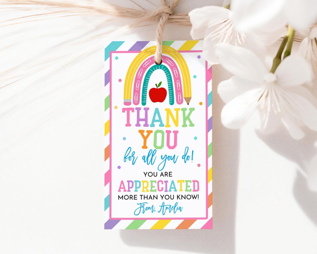 Thank You for All You Do Teacher Appreciation Week Gift Tag School ...