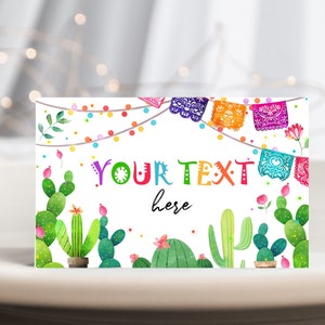 Fiesta Geburtstag Food Tents Mexikanisch Kaktus Sukkulente Baby Shower Essen Etiketten Mädchen Cinco De Mayo Party Decor Printable Tischkarte BS54 BT54