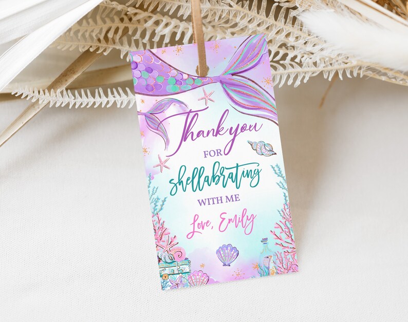 Mermaid Baby Shower Favor Tags Under the Sea Birthday Gift Tags ...