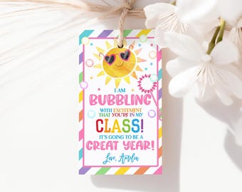 I'm Bubbling With Excitement to Have You in My Class Gift Tag Bubbles Favor Tags Back to School Classroom Students Teacher Printable HL27P
