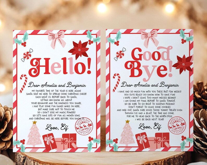 New Elf Letter Set, Hello Elf Letter, Goodbye Elf Letter Kit, Elf ...